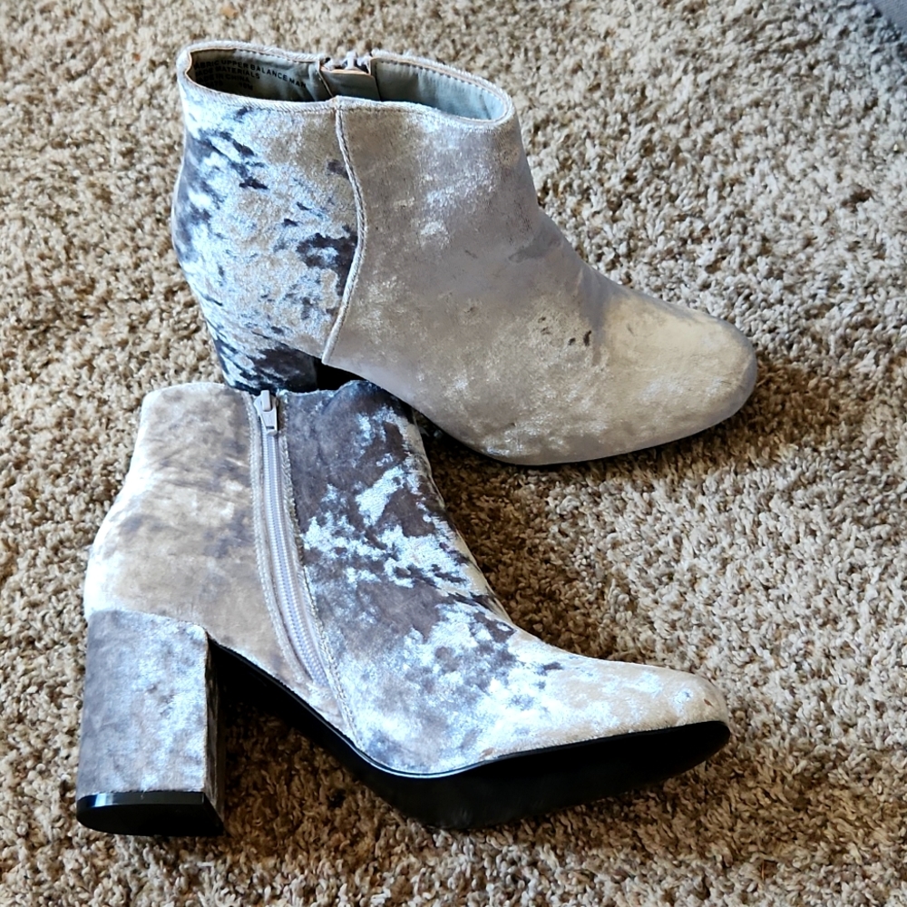 Silver Suede Booties
